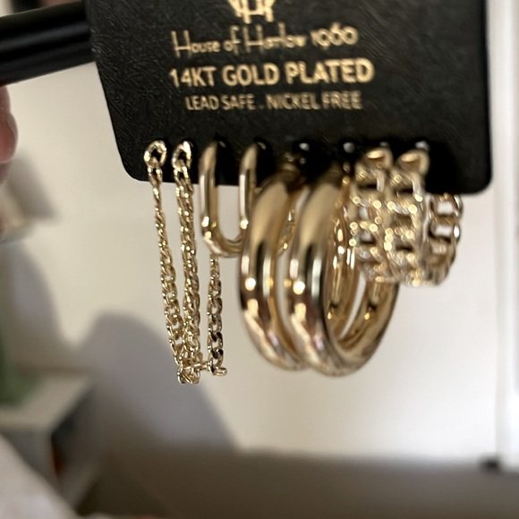 House of Harlow 1960 3 sets of hoops. 14KT Gold Plated. New with box. - Picture 4 of 6